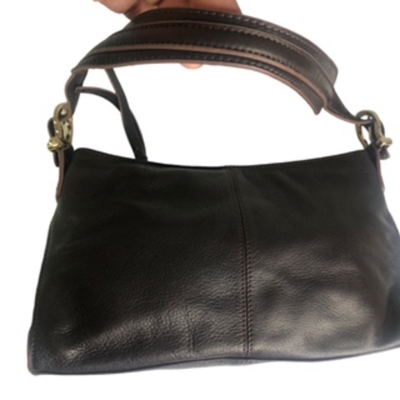 Liz Claiborne Leather Adjustable Strap Chocolate Brown Shoulder Handbag - Picture 4 of 10